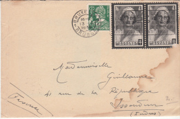 BELGIUM USED COVER 13/01/1936 COB 340 & 415 BRUXELLES VERS ISSORDUN FRANCE AVEC CONTENU - 1932 Ceres And Mercurius