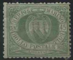 1892 San Marino, Stemma Cent.45 Verde Oliva, Nuovo (*) - Neufs