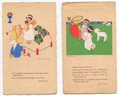 Illustrateur. J.Hebbelynck. Souvenir De Communion à Séroule. 1937. Lot De 2. - Imágenes Religiosas