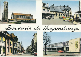 57 - CPM - Souvenir De HAGONDANGE - Vues Multivues église, Gare SNCF,Rue De La Gare, Hotel De Ville - Hagondange