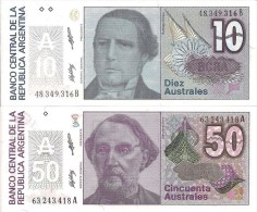 Argentina P325-326, 10, 50 Australs Set, Liberty - Argentinië