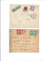 2 Lettres PAR AVION De France Suisse De 1945 Dont 1 Avec Censure 289 - 1927-1959 Covers & Documents