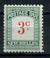 SEYCHELLES    1951     Postage  Due    3c  Scarlet  And  Green     MH - Seychellen (...-1976)
