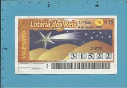 LOTARIA DOS REIS - 1.&ordf; EXT. - 06.01.2003 - ESTRELA - Portugal - 2 Scans E Description - Billetes De Lotería