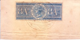 BRITISH INDIA - QUEEN VICTORIA FISCAL STAMP - EIGHT ANNA - SEAL OF STAMP OFFICE CALCUTTA - COLLECTORATE - 1882-1901 Imperium