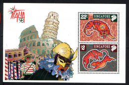 SINGAPOUR SINGAPORE 1998, ITALIA 98, ANNEE DU TIGRE, Feuillet De 2 Valeurs, Neufs / Mint. REF867 - Astrologie