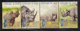 Chad MNH Scott #874 Strip Of 4 375fr Rhinoceros, Scout Emblem - Rhinoceros