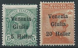 1918-19 VENEZIA GIULIA EFFIGIE 2 VALORI  MNH ** - ED738 - Venezia Giulia