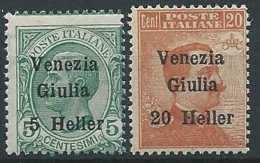 1918-19 VENEZIA GIULIA EFFIGIE 2 VALORI  MNH ** - ED739 - Vénétie Julienne