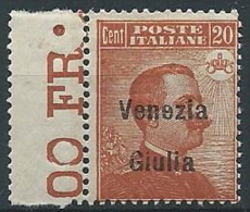 1918-19 VENEZIA GIULIA EFFIGIE 20 CENT MNH ** - ED733 - Venezia Giulia