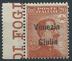 1918-19 VENEZIA GIULIA EFFIGIE 20 CENT MNH ** - ED733-2 - Venezia Giulia