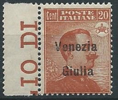 1918-19 VENEZIA GIULIA EFFIGIE 20 CENT MNH ** - ED733-3 - Venezia Giulia