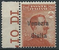 1918-19 VENEZIA GIULIA EFFIGIE 20 CENT MNH ** - ED733-3 - Vénétie Julienne