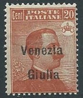 1918-19 VENEZIA GIULIA EFFIGIE 20 CENT MNH ** - ED734-3 - Venezia Giulia