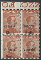 1918-19 VENEZIA GIULIA EFFIGIE 20 CENT QUARTINA MNH ** - ED734-2 - Venezia Giulia