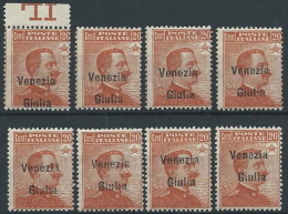 1918-19 VENEZIA GIULIA EFFIGIE 20 CENT SOPRASTAMPE SPOSTATE MNH ** - ED734 - Venezia Giulia