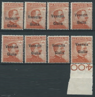 1918-19 VENEZIA GIULIA EFFIGIE 20 CENT SOPRASTAMPE SPOSTATE MNH ** - ED737 - Venezia Giulia