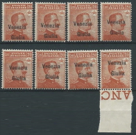 1918-19 VENEZIA GIULIA EFFIGIE 20 CENT SOPRASTAMPE SPOSTATE MNH ** - ED738 - Venezia Giulia