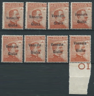 1918-19 VENEZIA GIULIA EFFIGIE 20 CENT SOPRASTAMPE SPOSTATE MNH ** - ED739 - Venezia Giulia