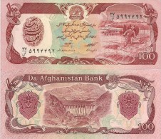 Afghanistan P58b, 100 Afghans, Factory & Man Haying / Darunta Dam $2CV!  See UV Image - Afghanistan