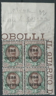 1919 DALMAZIA 1 CORONA QUARTINA LUSSO MNH ** - ED730-2 - Dalmatië