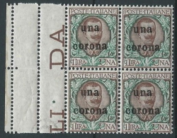 1919 DALMAZIA 1 CORONA QUARTINA MNH ** - ED732-2 - Dalmatien