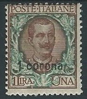 1921-22 DALMAZIA 1 CORONA MH * - ED725 - Dalmazia