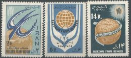 Iran 1963 1018 - 1020 ** Contre La Faim - Blé - Colombe Stylisée - Freedom From Hunger - Contre La Faim