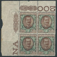 1921-22 DALMAZIA 1 CORONA QUARTINA LUSSSO MNH ** - ED722-2 - Dalmatia