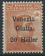 1919 VENEZIA GIULIA EFFIGIE 20 H VARIETà LETTERA A MNH ** - ED745 - Vénétie Julienne