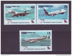 2004.124 CUBA 2004 CUBA AVION 75 ANIVERSARIO DE CUBANA DE AVIACION. COMPLETE SET MNH AIRPLANE - Neufs