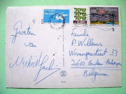 Israel 1983 Postcard "Holy Land" To Belgium - Setting Golan - Letters - Flying Deer Label - Brieven En Documenten
