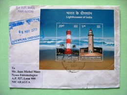 India 2013 Cover To Nicaragua - Lighthouses - Brieven En Documenten