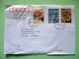 China 2014 Cover To Nicaragua - Flowers - Birds - Cranes - Tiger - Covers & Documents