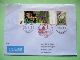 Japan 2013 Cover To Nicaragua - Flowers - Bridge Cancel - Covers & Documents