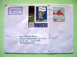 Japan 2014 Cover To Nicaragua - Football Soccer FIFA - Helicopter - Brieven En Documenten