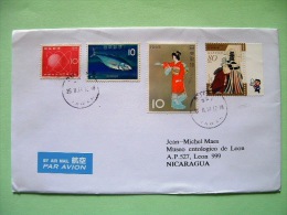 Japan 2014 Cover To Nicaragua - Nuclear Energy - Radium - Fish - Woman Dress - Man - Cartas & Documentos