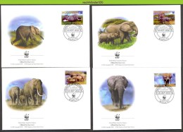 Nat314fb WWF FAUNA OLIFANTEN ZOOGDIEREN VOGELS BIRDS HERON SAVANNAH ELEPHANT ELEFANT MAMMALS MOCAMBIQUE 2002 FDC's - FDC