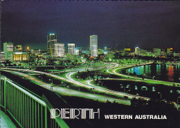 Australia PPC Perth By Night The Lights Of Perth From Kings Park NU-COLOR-VUE Card (2 Scans) - Perth