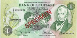 Bank Of Scotland 1 Pound 1988. UNC SPECIMEN P-111 Signature G - 1 Pond