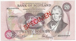 Bank Of Scotland 20 Pounds 1993. UNC SPECIMEN P-118 - 20 Pounds