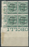 1918 TRENTINO EFFIGIE 5 H QUARTINA LUSSO MNH ** - ED764 - Trento