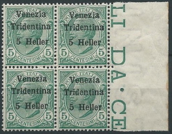 1918 TRENTINO EFFIGIE 5 H QUARTINA MNH ** - ED765-2 - Trentino