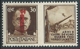 1944 RSI PROPAGANDA DI GUERRA 30 CENT ROSSO BRUNO MNH ** - ED772 - Propaganda Di Guerra