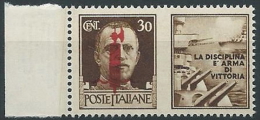 1944 RSI PROPAGANDA DI GUERRA 30 CENT ROSSO BRUNO MNH ** - ED773-11 - Kriegspropaganda