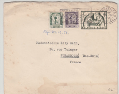 BELGIUM USED COVER 19/12/1956 COB 999, 1000 & 1002 BRUXELLES VERS STRASBOURG - Storia Postale