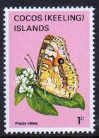 Cocos (Keeling) Islands 1982 Butterflies & Moths 1c Precis Villida MNH  SG 84 - Islas Cocos (Keeling)