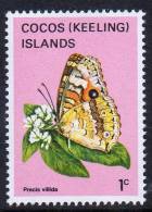 Cocos (Keeling) Islands 1982 Butterflies & Moths 1c Precis Villida MNH  SG 84 - Cocos (Keeling) Islands