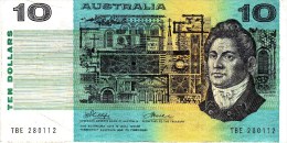 AUSTRALIA 1974 $10 Banknote Phillips/Wheeler - 1974-94 Australia Reserve Bank (papier)