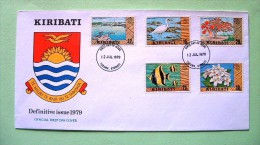 Kiribati 1979 FDC Cover - Bird Egret Fish Harbor Flowers Flamboyant Tree - Arms - Kiribati (1979-...)
